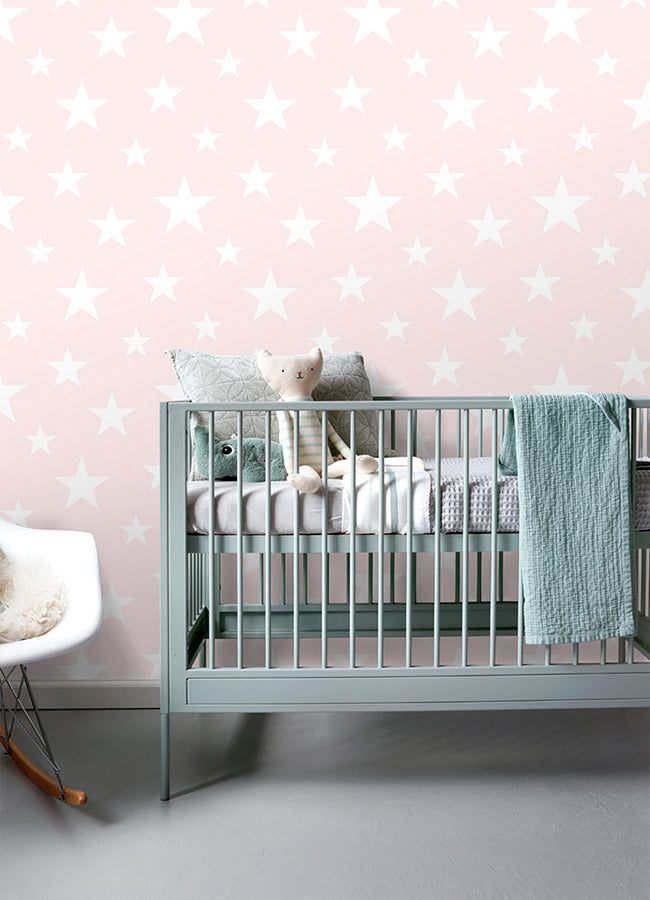 Amira Pink Stars Wallpaper - Brewster Wallcovering