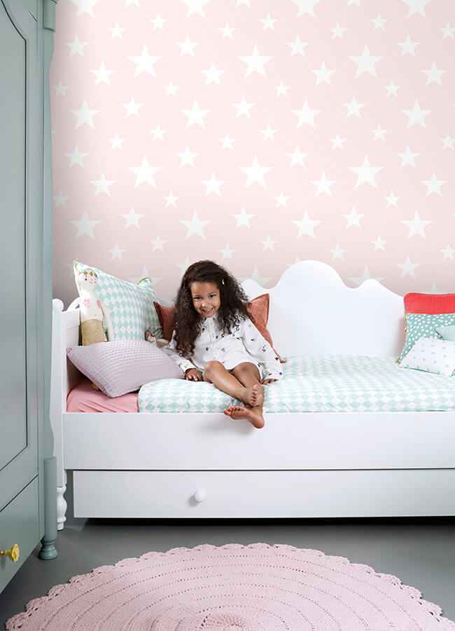 Amira Pink Stars Wallpaper - York Wallcoverings - 4060-138931 - York Wallcoverings Wallpaper