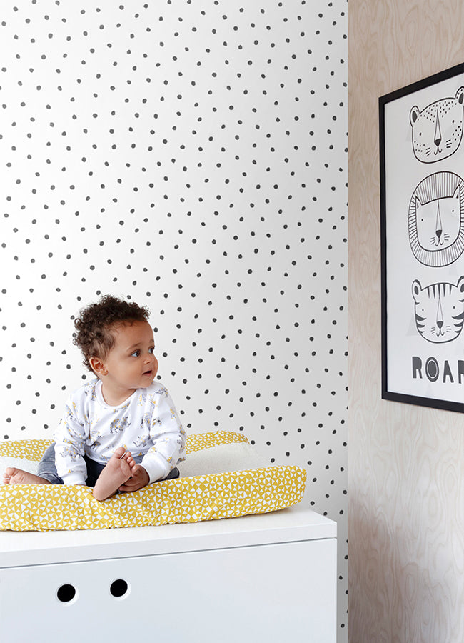 Pixie Black Dots Wallpaper  | Brewster Wallcovering - The WorkRm