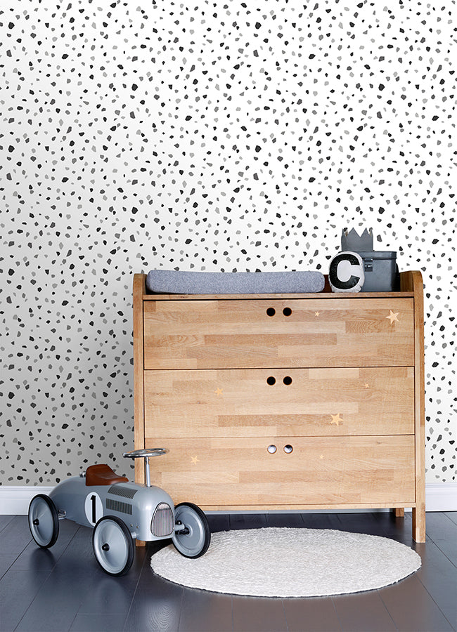 Ona Charcoal Terrazzo Wallpaper  | Brewster Wallcovering - The WorkRm