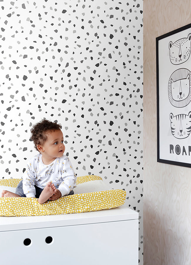 Ona Charcoal Terrazzo Wallpaper  | Brewster Wallcovering - The WorkRm