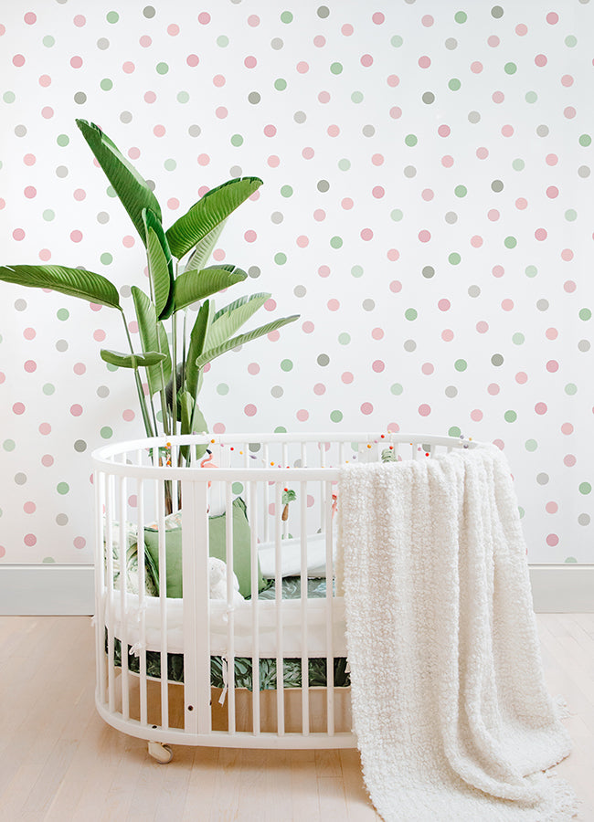 Jubilee Pink Dots Wallpaper - Brewster Wallcovering