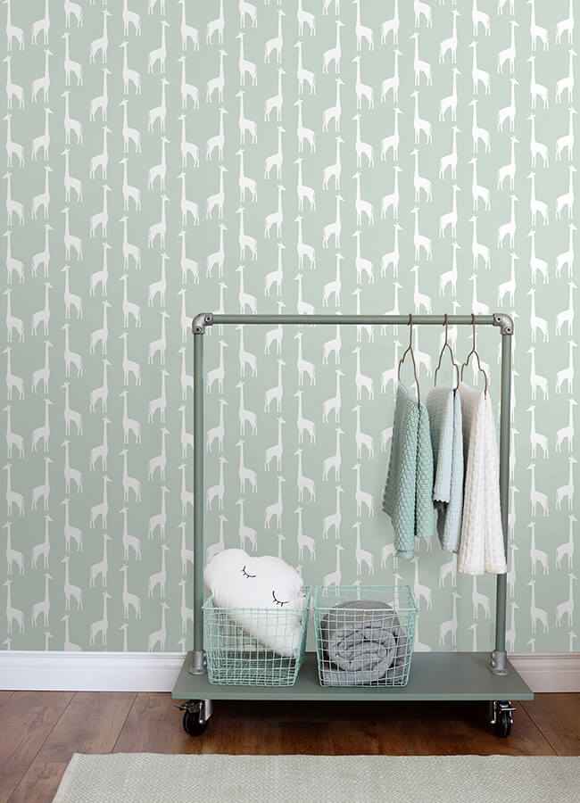 Vivi Sage Giraffe Wallpaper - York Wallcoverings - 4060-139058 - York Wallcoverings Wallpaper