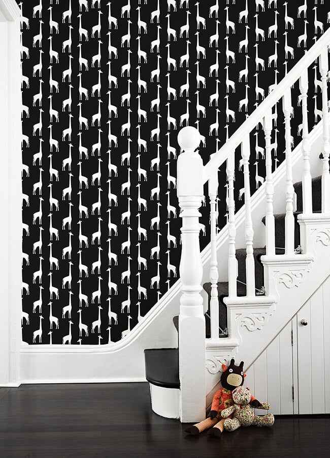 Vivi Black Giraffe Wallpaper - York Wallcoverings - 4060-139062 - York Wallcoverings Wallpaper