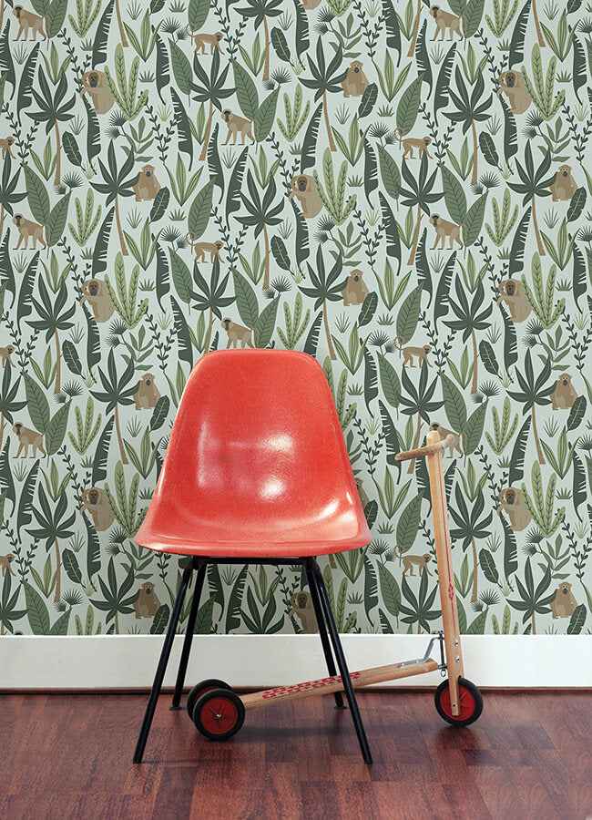 Kiki Green Monkeys Wallpaper - York Wallcoverings - 4060-139073 - York Wallcoverings Wallpaper