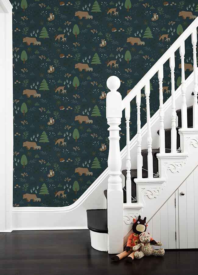 Finola Dark Blue Bears Wallpaper - York Wallcoverings - 4060-139248 - York Wallcoverings Wallpaper