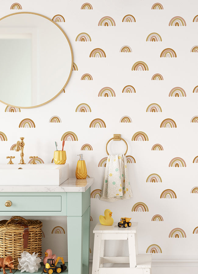 Joss Honey Rainbow Wallpaper - Brewster Wallcovering