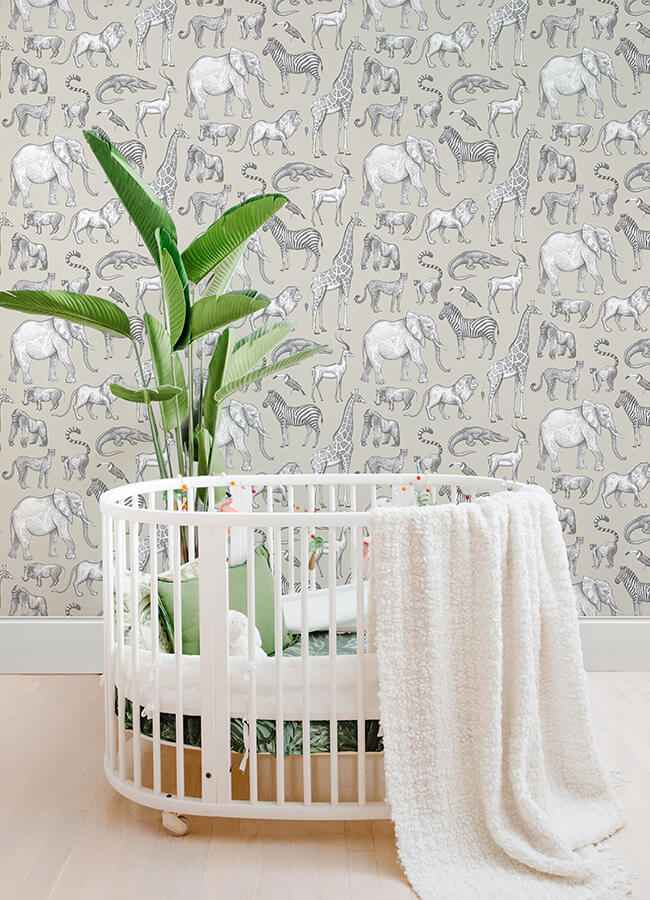 Kenji Taupe Safari Wallpaper - York Wallcoverings - 4060-139270 - York Wallcoverings Wallpaper