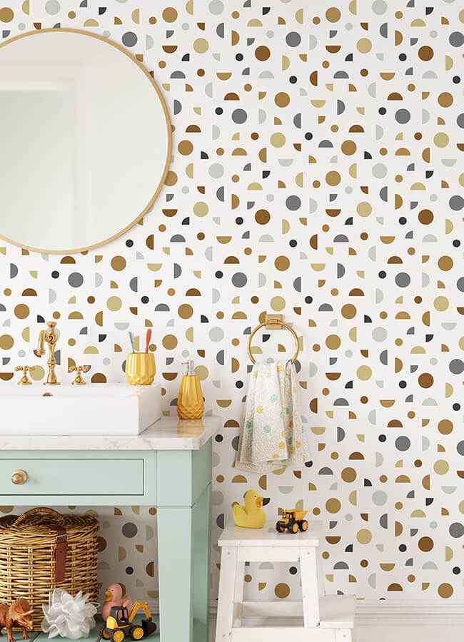 Marilee Neutral Circles Wallpaper - York Wallcoverings - 4060-139278 - York Wallcoverings Wallpaper