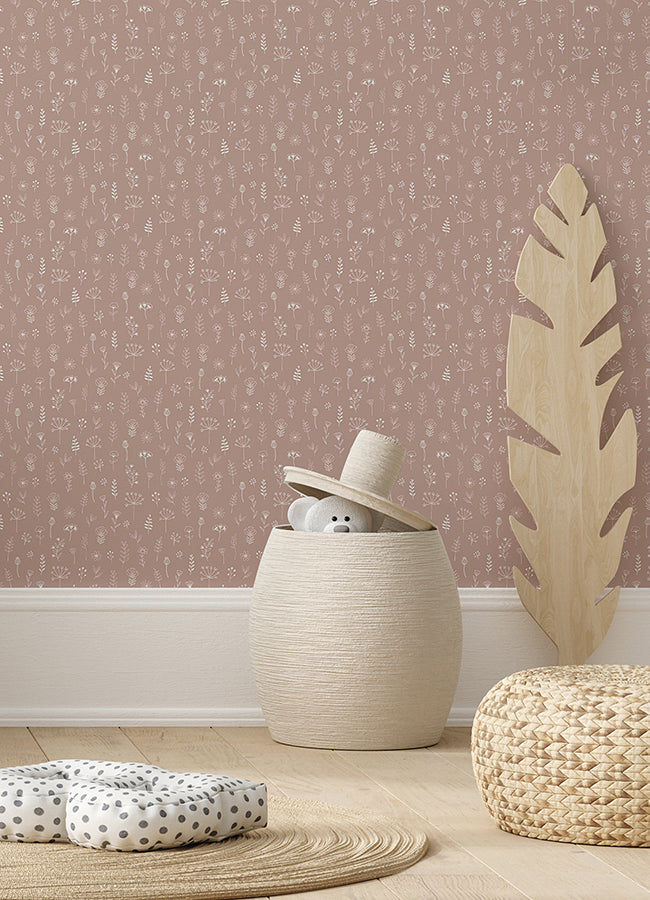 Tatula Rose Floral Wallpaper - Brewster Wallcovering