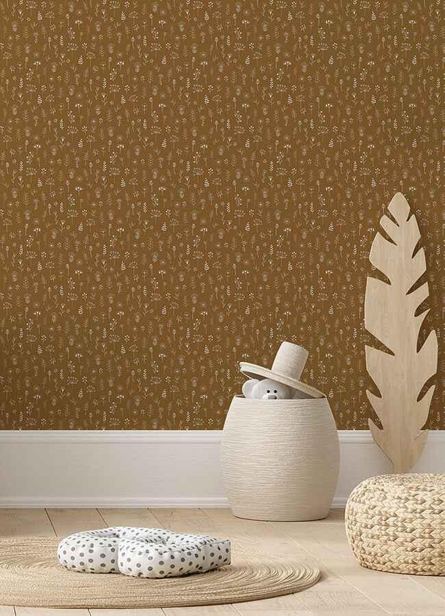 Tatula Chestnut Floral Wallpaper - York Wallcoverings - 4060-139281 - York Wallcoverings Wallpaper