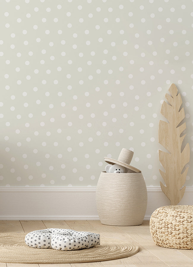 Jubilee Silver Dots Wallpaper - Brewster Wallcovering