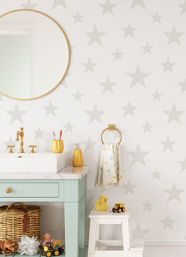 Amira Cream Stars Wallpaper - Brewster Wallcovering