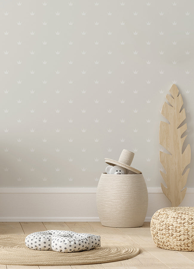 Bea Silver Crowns Wallpaper - Brewster Wallcovering