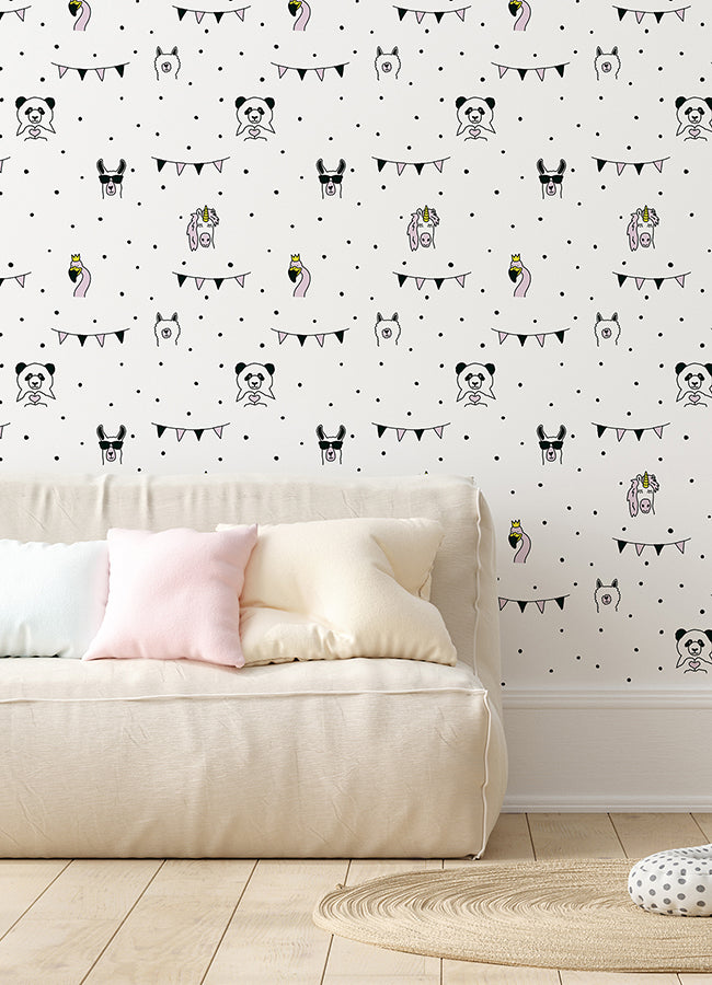 Orlow Pink Llama Wallpaper - Brewster Wallcovering