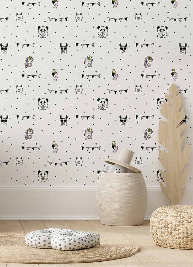 Orlow Pink Llama Wallpaper - Brewster Wallcovering