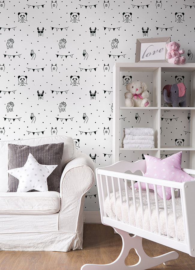 Orlow Black Llama Wallpaper - Brewster Wallcovering