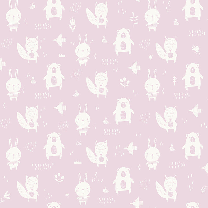 Picture of Bitsy Pink Woodland Wallpaper