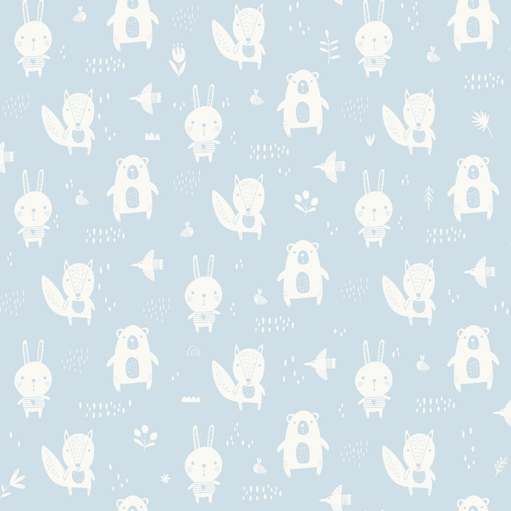 Picture of Bitsy Sky Blue Woodland Wallpaper