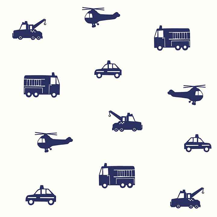 Briony Navy Vehicles Wallpaper - York Wallcoverings - 4060-137321