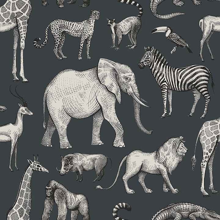 Kenji Navy Safari Wallpaper - York Wallcoverings - 4060-139272
