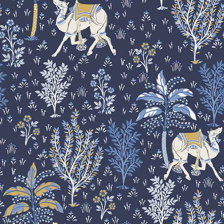 Navy Camels Courtyard Peel and Stick Wallpaper - York Wallcoverings - PFS4808