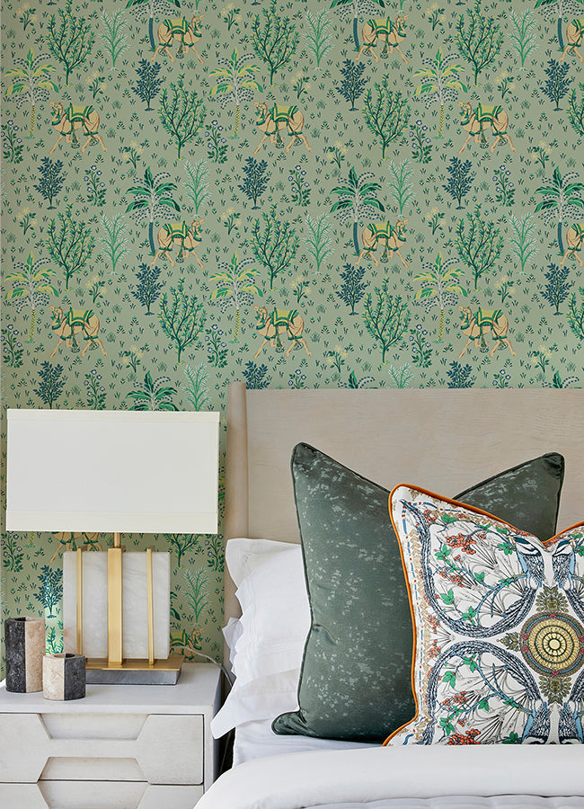 Avocado Camel's Courtyard Peel and Stick Wallpaper  | Brewster Wallcovering - The WorkRm