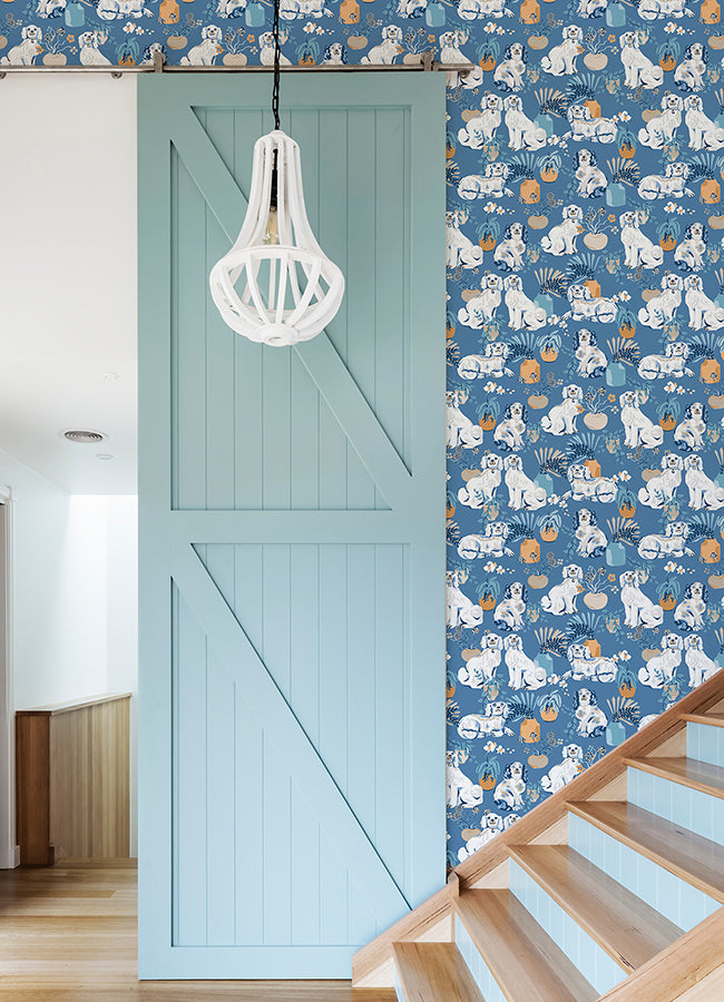 Cerulean Good Dog Peel and Stick Wallpaper  | Brewster Wallcovering - The WorkRm