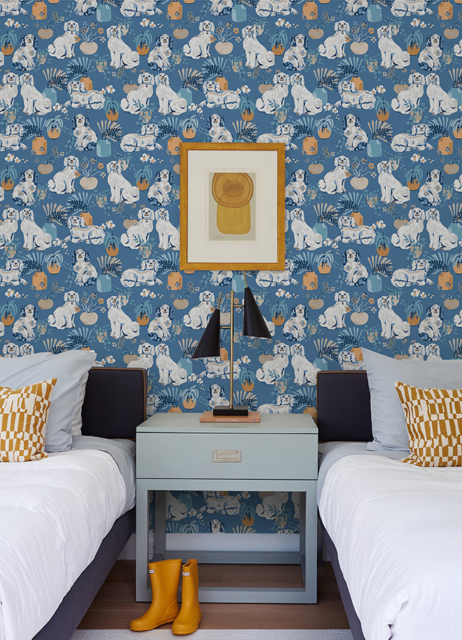 Cerulean Good Dog Peel and Stick Wallpaper  | Brewster Wallcovering - The WorkRm