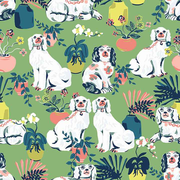 Jade Good Dog Peel & Stick Wallpaper - York Wallcoverings - PFS4811
