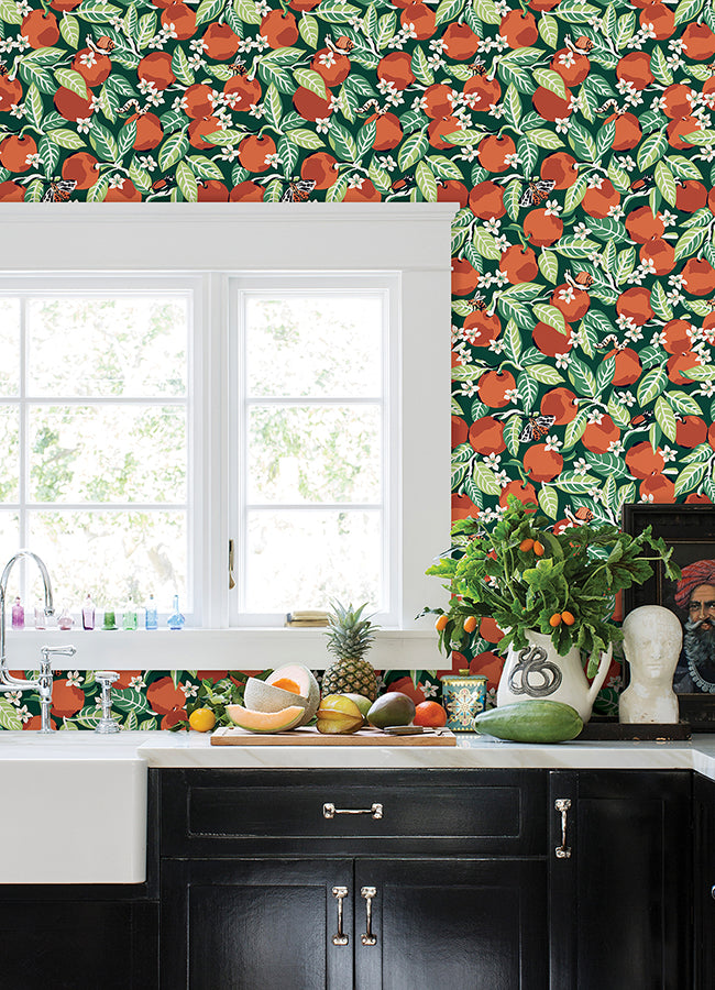 Juniper Orange Grove Peel and Stick Wallpaper  | Brewster Wallcovering - The WorkRm