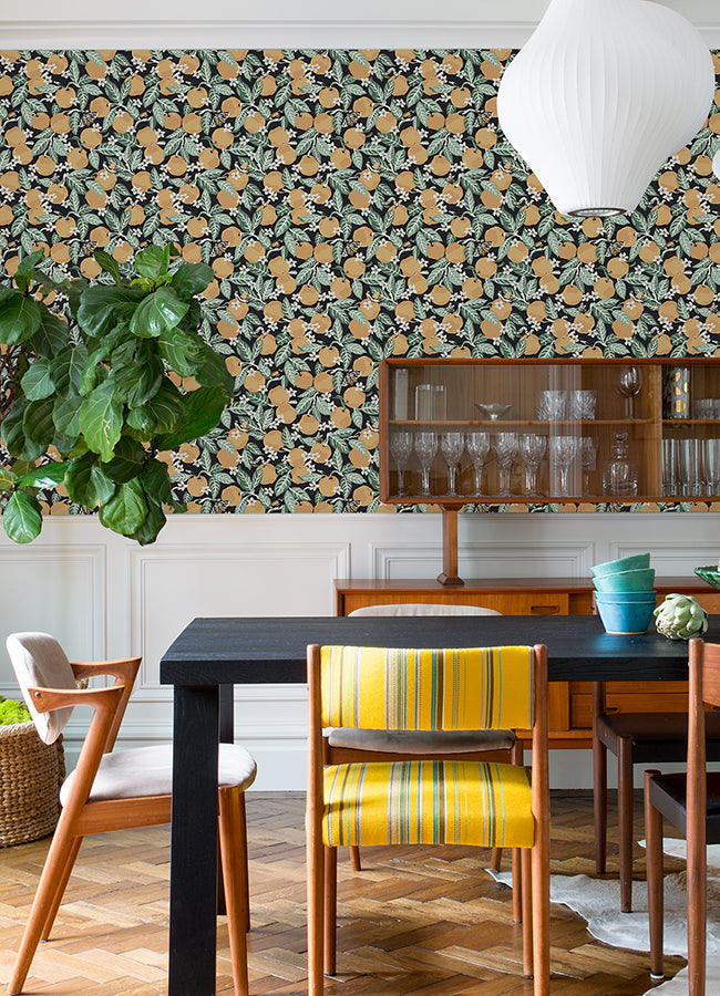 Ink Orange Grove Peel and Stick Wallpaper - Brewster Wallcovering