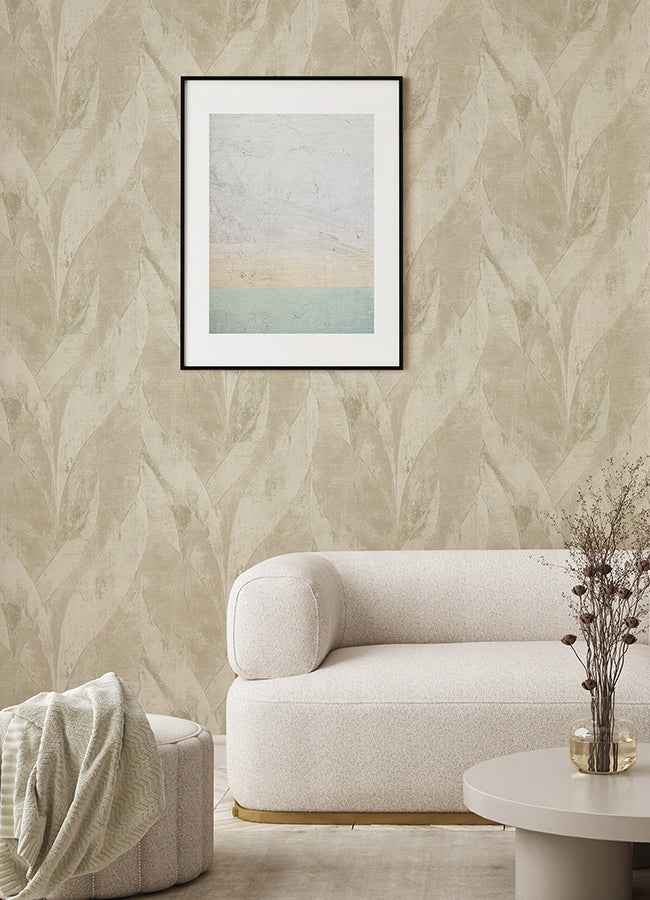 Blake Light Grey Leaf Wallpaper - York Wallcoverings - 4096-520033 - York Wallcoverings Wallpaper