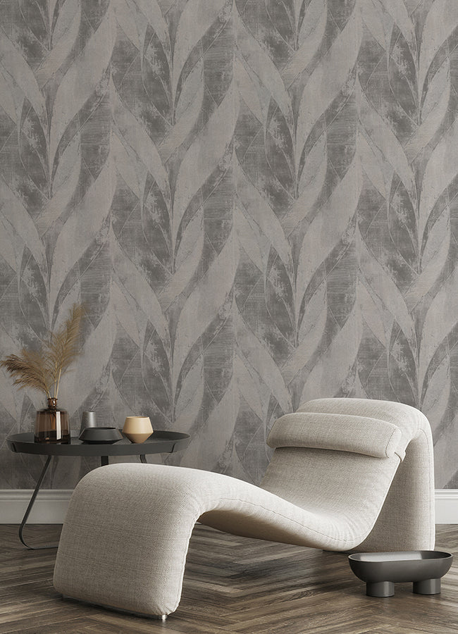 Blake Sterling Leaf Wallpaper - Brewster Wallcovering