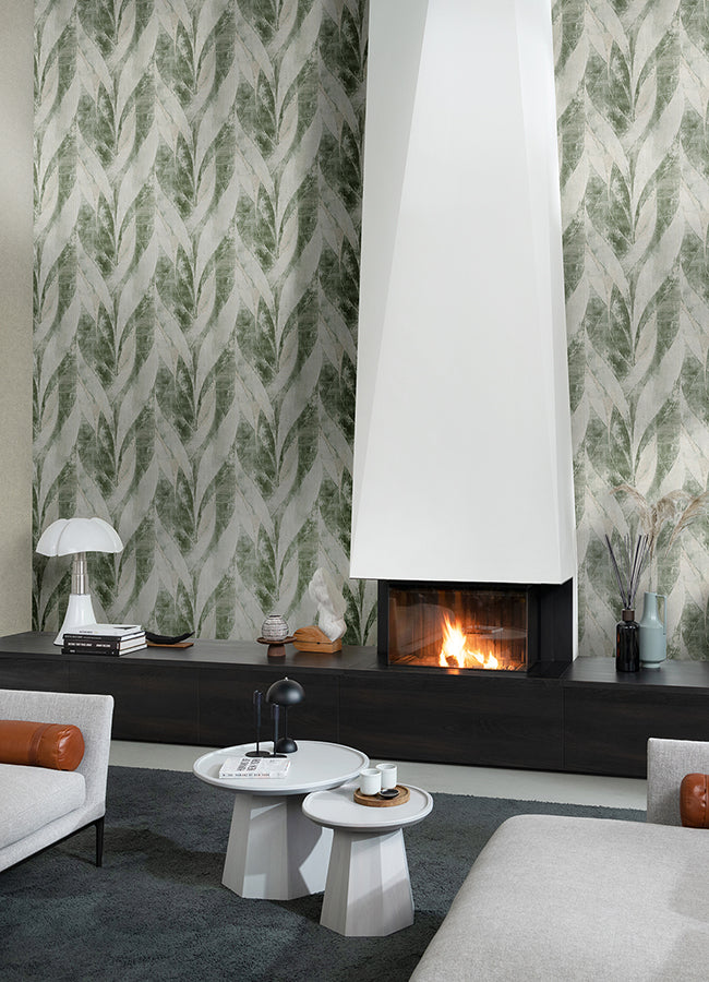 Blake Moss Leaf Wallpaper - Brewster Wallcovering