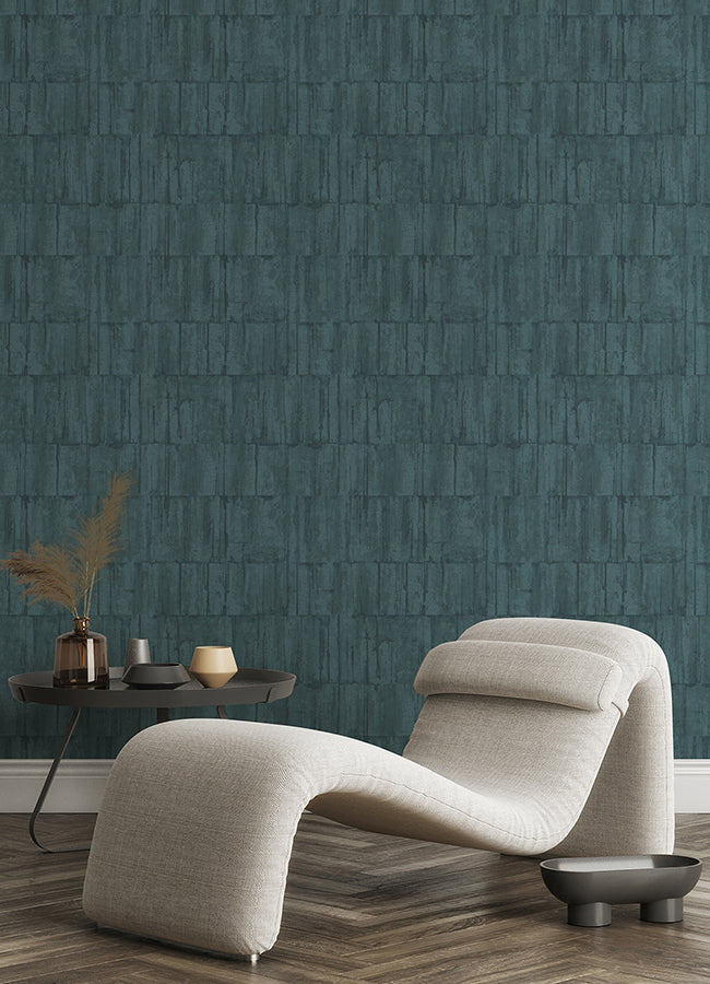 Buck Teal Horizontal Wallpaper - Brewster Wallcovering