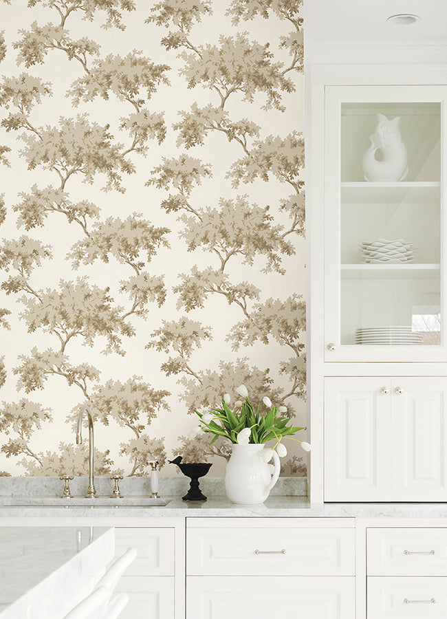 Taupe Alder Peel and Stick Wallpaper - Brewster Wallcovering