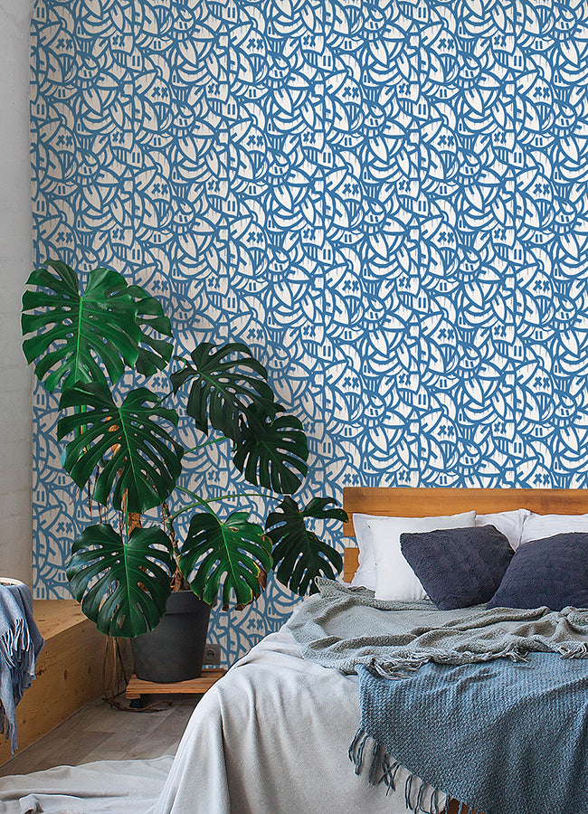 Blue Bold Arrangements Peel and Stick Wallpaper  | Brewster Wallcovering - The WorkRm