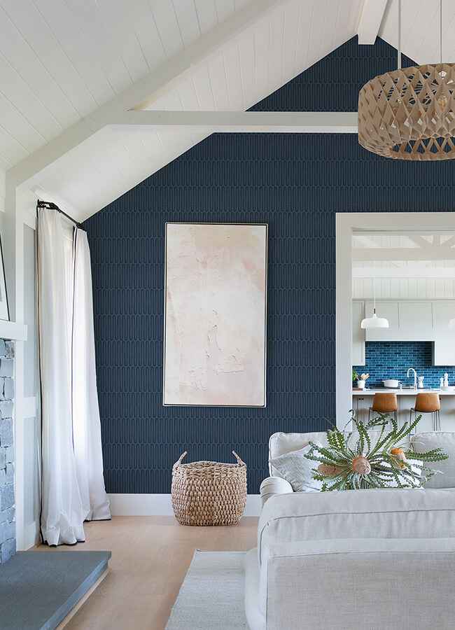 Lars Navy Retro Wave Wallpaper - York Wallcoverings - 4066-26502 - York Wallcoverings Wallpaper