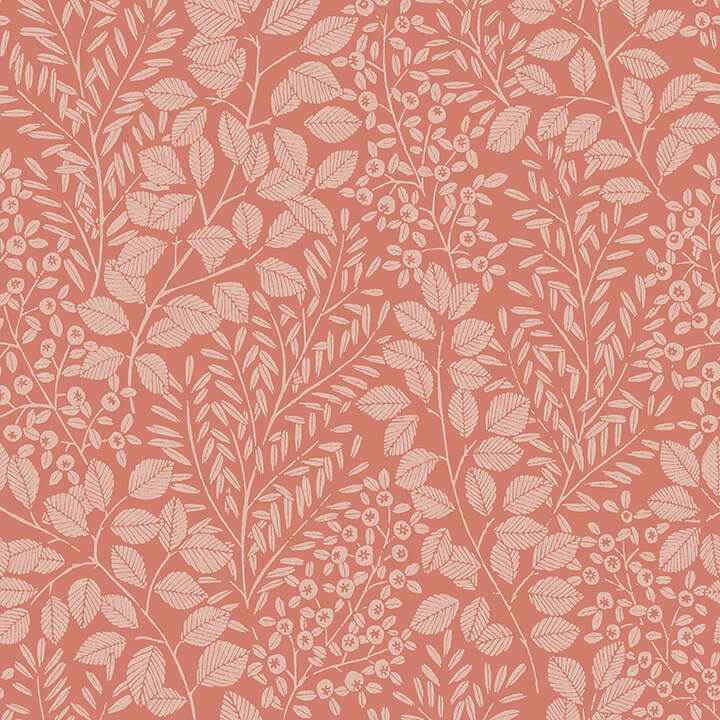 Elin Coral Berry Botanical Wallpaper - York Wallcoverings - 4066-26516