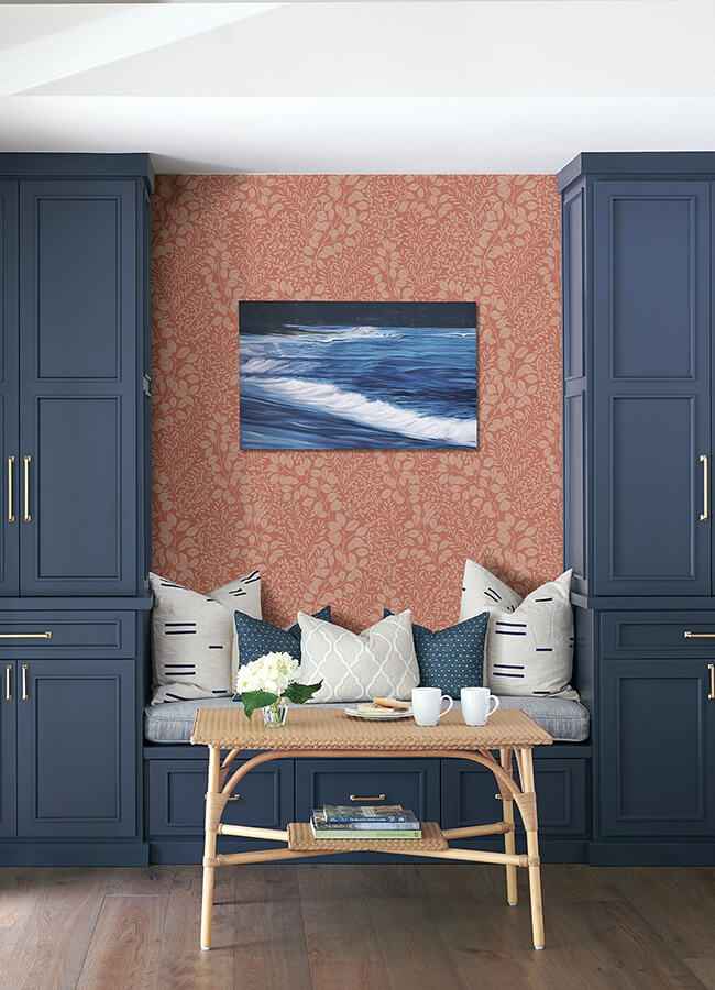 Elin Coral Berry Botanical Wallpaper - York Wallcoverings - 4066-26516 - York Wallcoverings Wallpaper