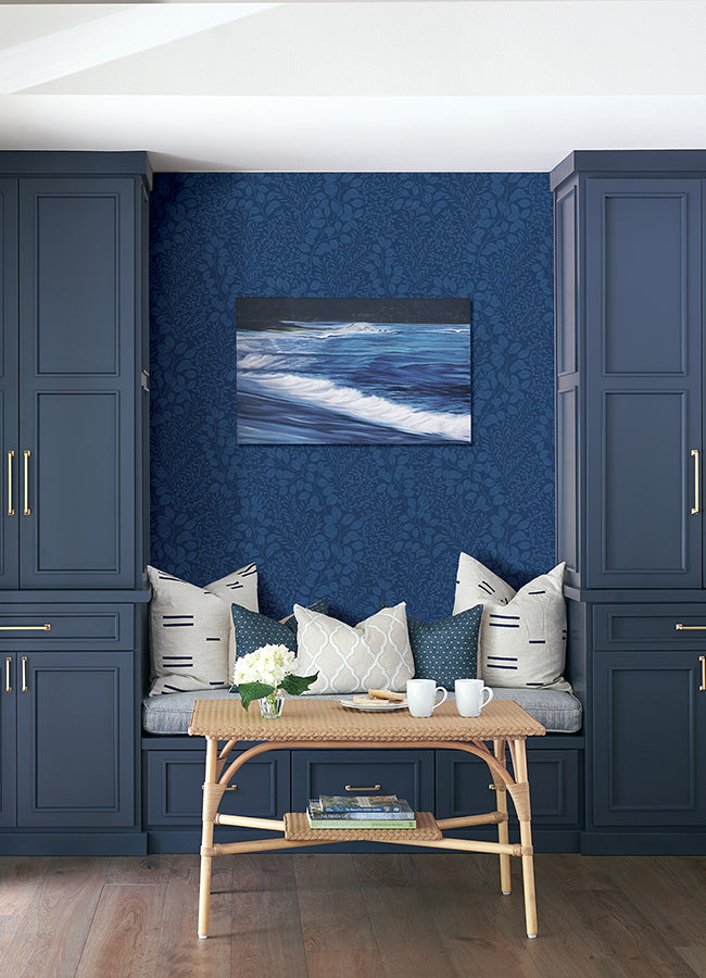 Elin Blue Berry Botanical Wallpaper  | Brewster Wallcovering - The WorkRm