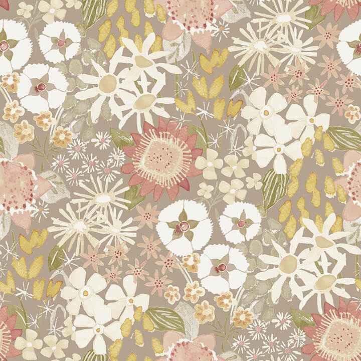 Karina Neutral Wildflower Garden Wallpaper - York Wallcoverings - 4066-26521
