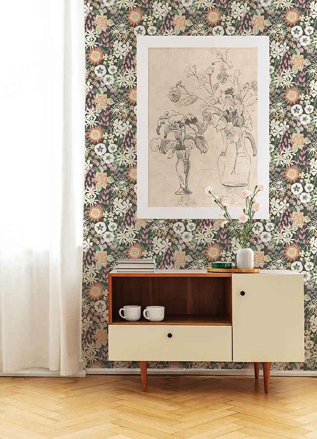 Karina Raspberry Wildflower Garden Wallpaper - York Wallcoverings - 4066-26522 - York Wallcoverings Wallpaper