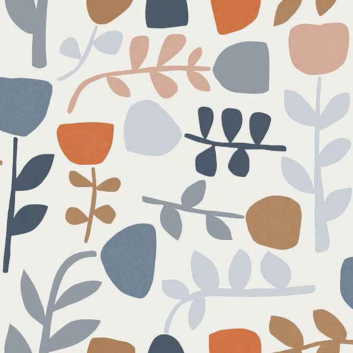 Juni Orange Abstract Tulips Wallpaper - York Wallcoverings - 4066-26535