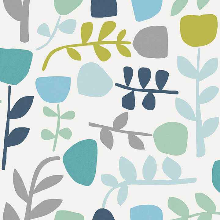 Juni Teal Abstract Tulips Wallpaper - York Wallcoverings - 4066-26536 - York Wallcoverings Wallpaper
