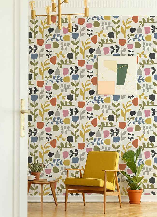 Juni Multicolor Abstract Tulips Wallpaper - York Wallcoverings - 4066-26538 - York Wallcoverings Wallpaper