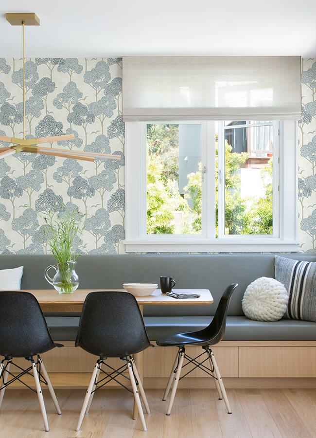 Lykke Blue Textured Tree Wallpaper - York Wallcoverings - 4066-26540 - York Wallcoverings Wallpaper