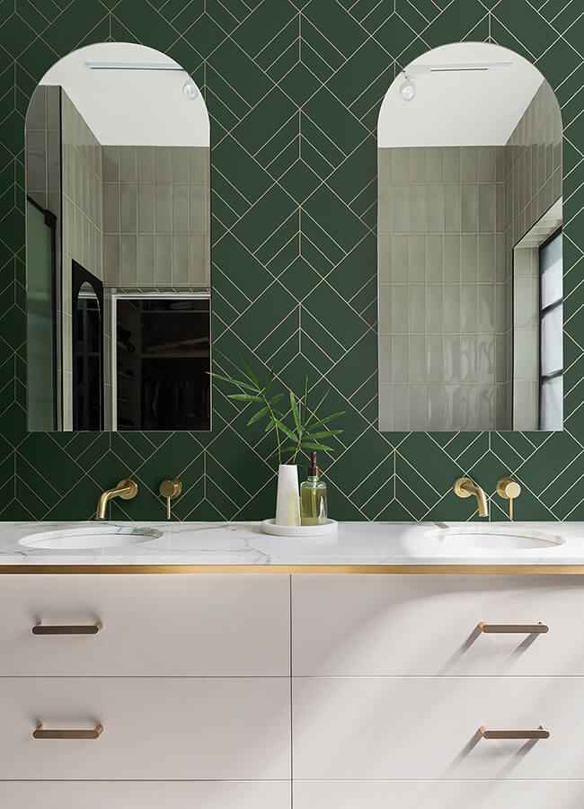 Sander Evergreen Geometric Wallpaper - York Wallcoverings - 4066-26550 - York Wallcoverings Wallpaper