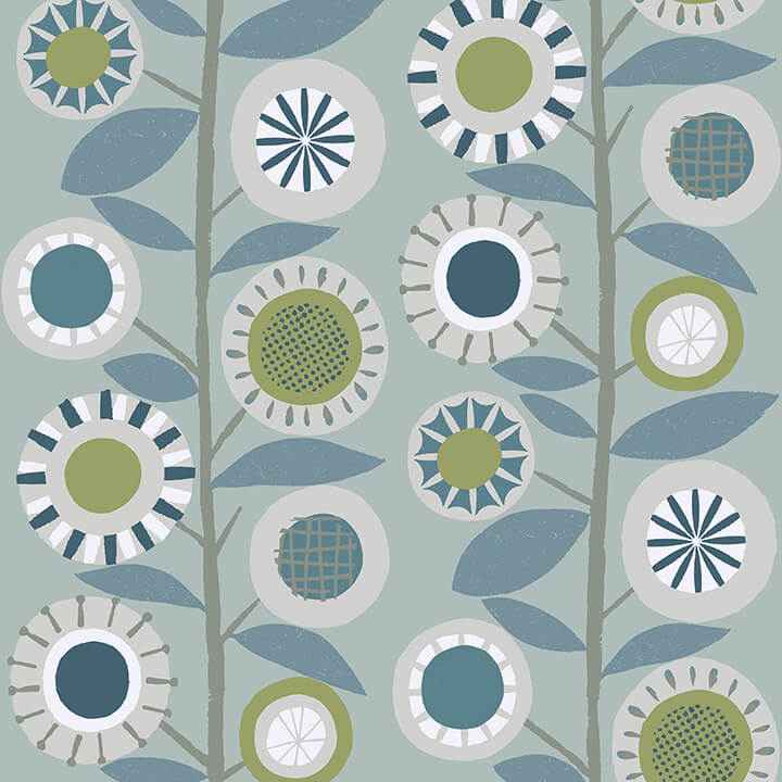 Sisu Light Blue Floral Geometric Wallpaper - York Wallcoverings - 4066-26554 - York Wallcoverings Wallpaper